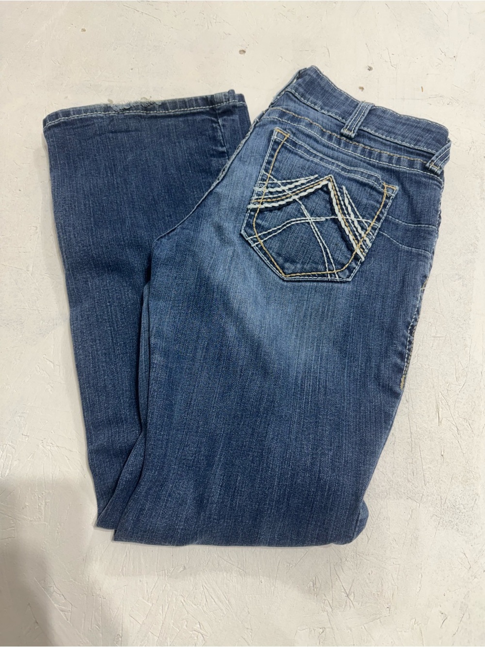 Ariat Blue Boot Cut Jeans with Embroidered Back Pocket